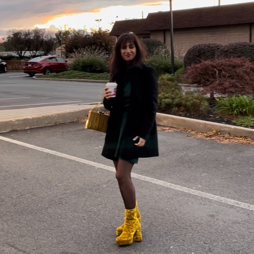 Velvet Platform Ankle Boots